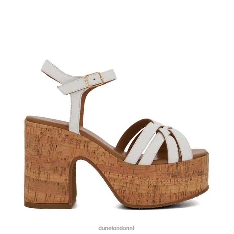 vrouwen R6DFZ39 ik heb wit Dune London Leren sandalen met kurkplatform