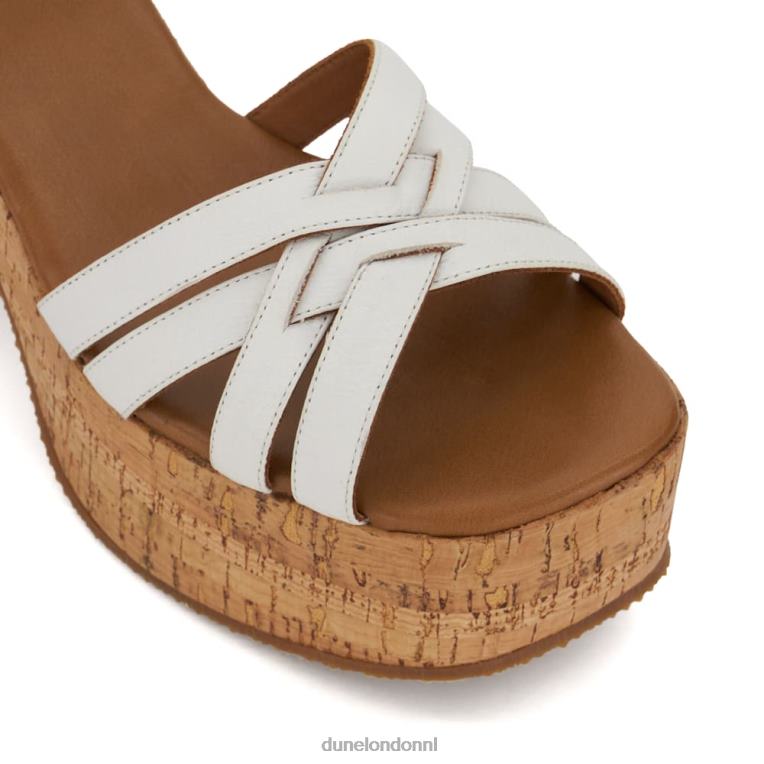 vrouwen R6DFZ39 ik heb wit Dune London Leren sandalen met kurkplatform