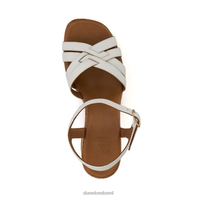 vrouwen R6DFZ39 ik heb wit Dune London Leren sandalen met kurkplatform