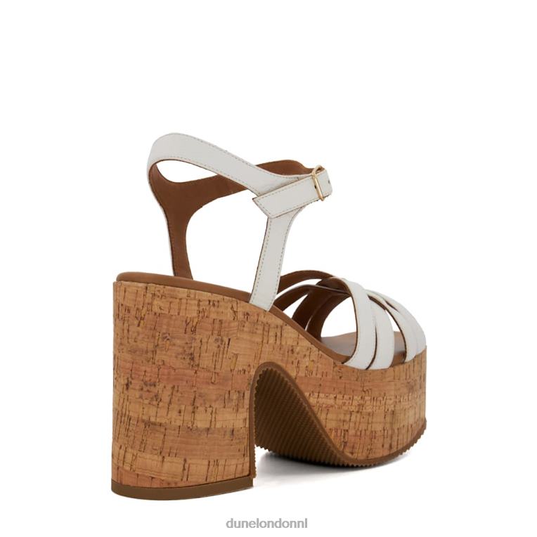 vrouwen R6DFZ39 ik heb wit Dune London Leren sandalen met kurkplatform