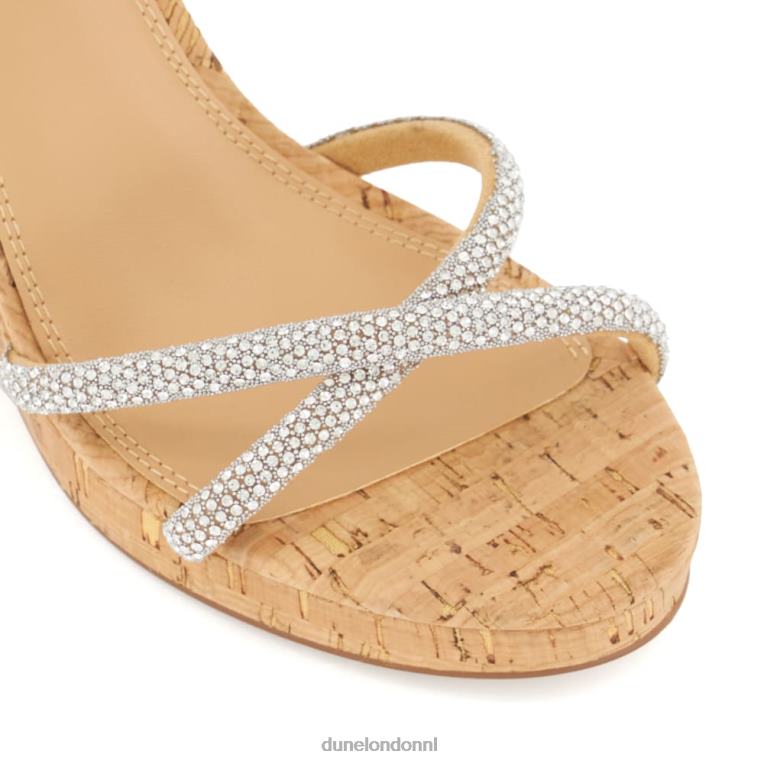 vrouwen R6DFZ408 kali zilver Dune London Slingback-sandalen van kurk met diamanten sleehak