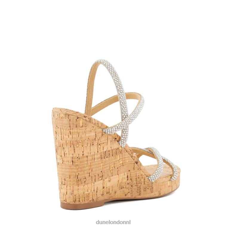 vrouwen R6DFZ408 kali zilver Dune London Slingback-sandalen van kurk met diamanten sleehak