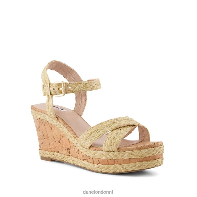 vrouwen R6DFZ435 kelisa beige Dune London Sandalen met gevlochten kurken sleehak en gekruiste bandjes