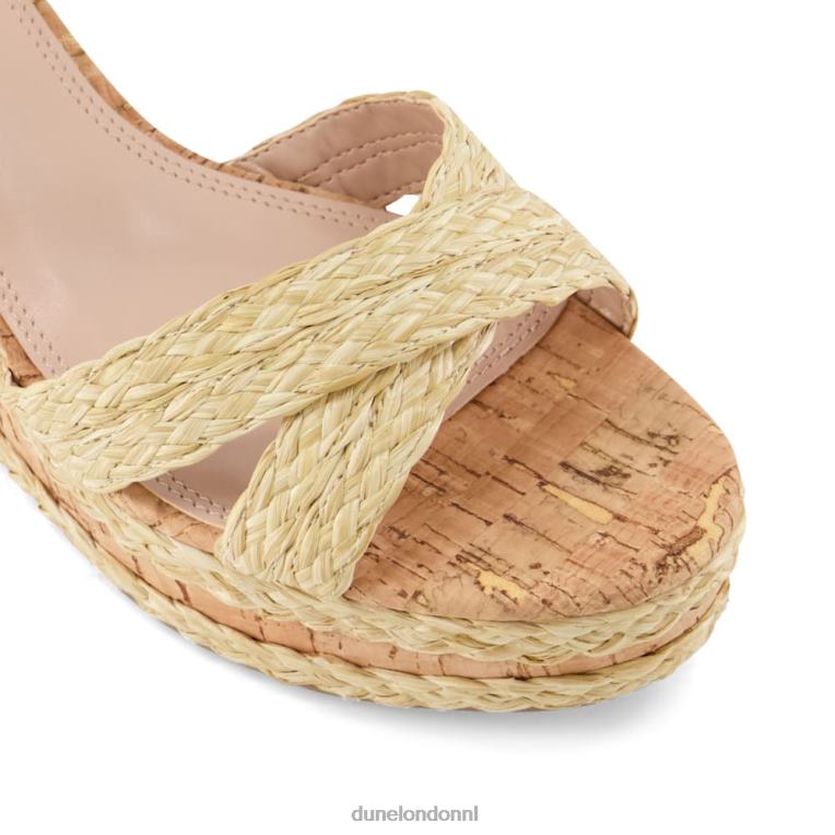 vrouwen R6DFZ435 kelisa beige Dune London Sandalen met gevlochten kurken sleehak en gekruiste bandjes