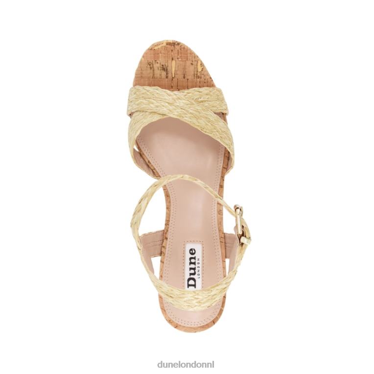 vrouwen R6DFZ435 kelisa beige Dune London Sandalen met gevlochten kurken sleehak en gekruiste bandjes