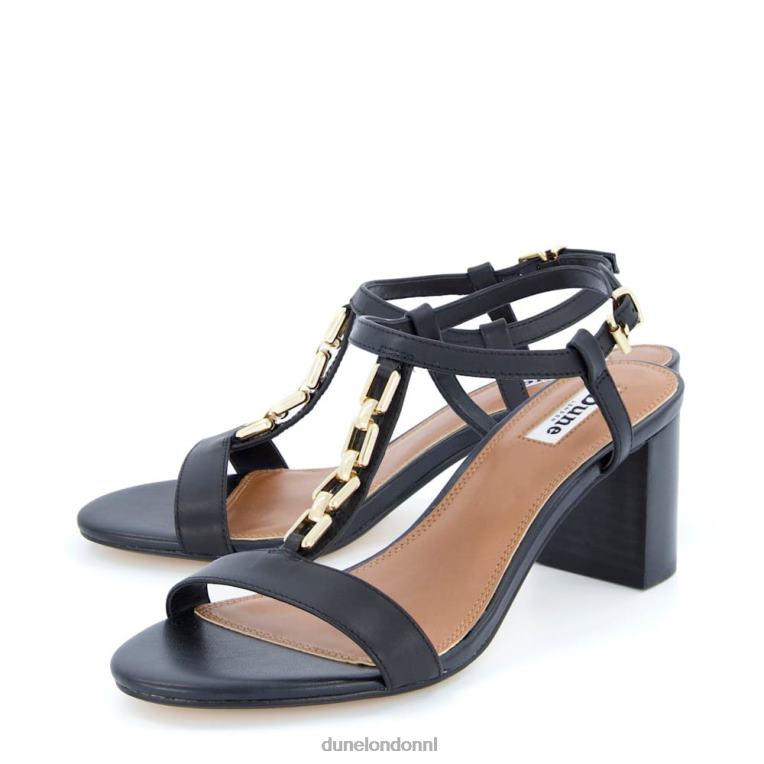 vrouwen R6DFZ436 zojuist zwart Dune London Sandalen met kettingdetail