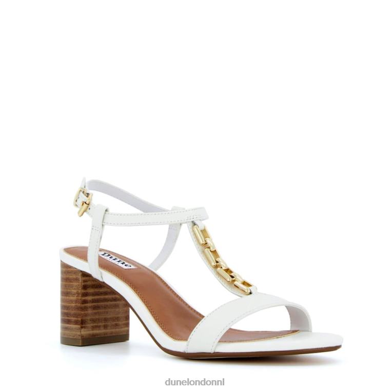 vrouwen R6DFZ437 zojuist wit Dune London Sandalen met kettingdetail