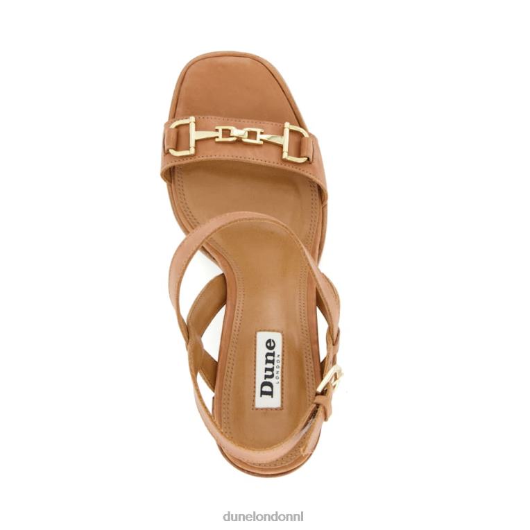 vrouwen R6DFZ479 jili bruinen Dune London Sandalen met blokhak en metalen afwerking