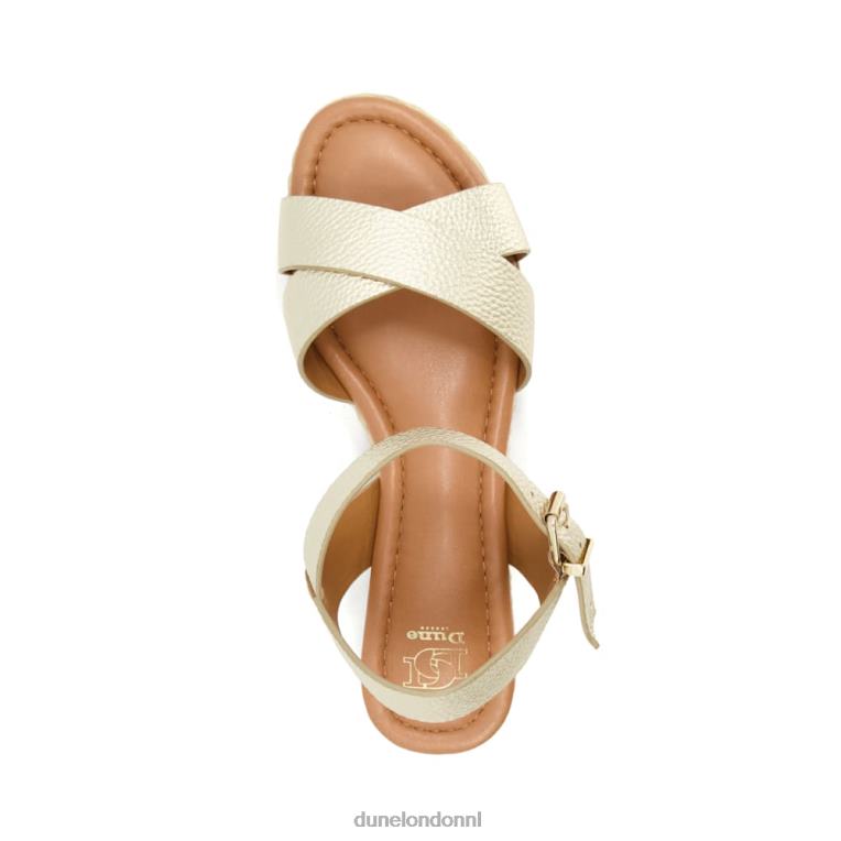 vrouwen R6DFZ521 Linnie goud Dune London geweven platte sandalen