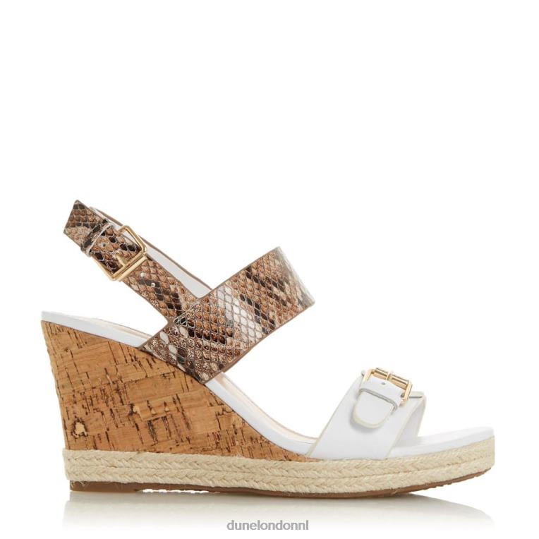 vrouwen R6DFZ651 kendy wit Dune London Leren sandalen met sleehak