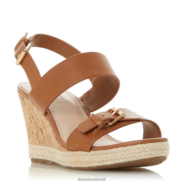 vrouwen R6DFZ665 kendy bruinen Dune London Leren sandalen met sleehak