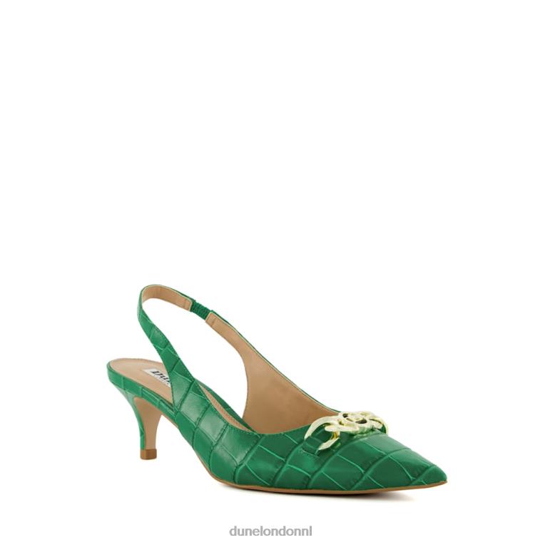 vrouwen R6DFZ132 huidig groente Dune London Slingback pumps met kittenhak en kettingafwerking