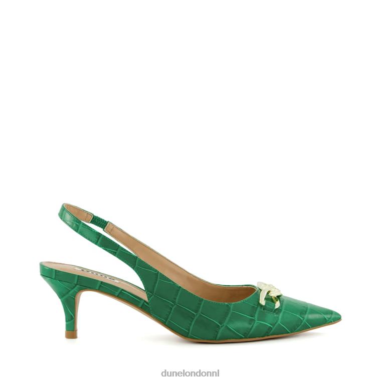 vrouwen R6DFZ132 huidig groente Dune London Slingback pumps met kittenhak en kettingafwerking