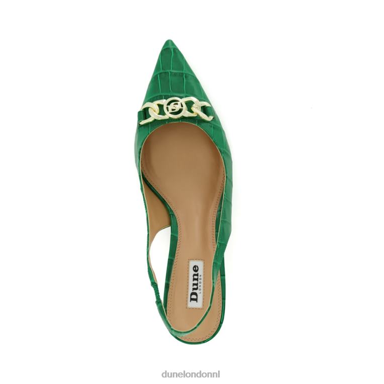 vrouwen R6DFZ132 huidig groente Dune London Slingback pumps met kittenhak en kettingafwerking