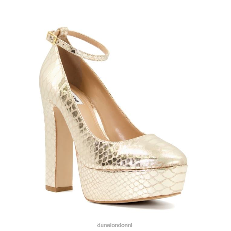 vrouwen R6DFZ268 artiest goud Dune London platform-courts met enkelbandje van metallic leer