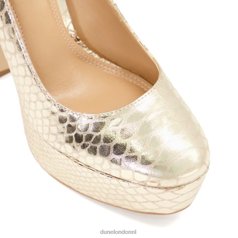 vrouwen R6DFZ268 artiest goud Dune London platform-courts met enkelbandje van metallic leer