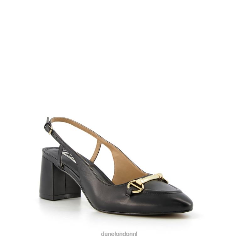 vrouwen R6DFZ387 Cassie zwart Dune London Slingback-courts met blokhak en trensversiering