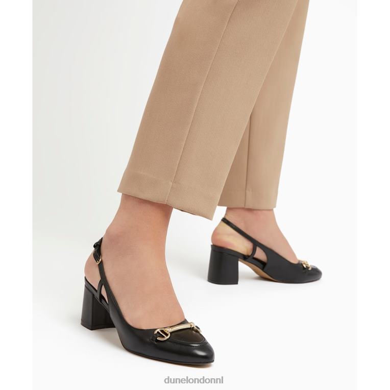 vrouwen R6DFZ387 Cassie zwart Dune London Slingback-courts met blokhak en trensversiering