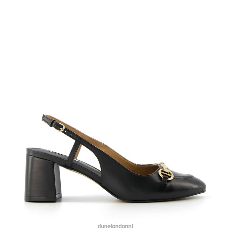 vrouwen R6DFZ387 Cassie zwart Dune London Slingback-courts met blokhak en trensversiering