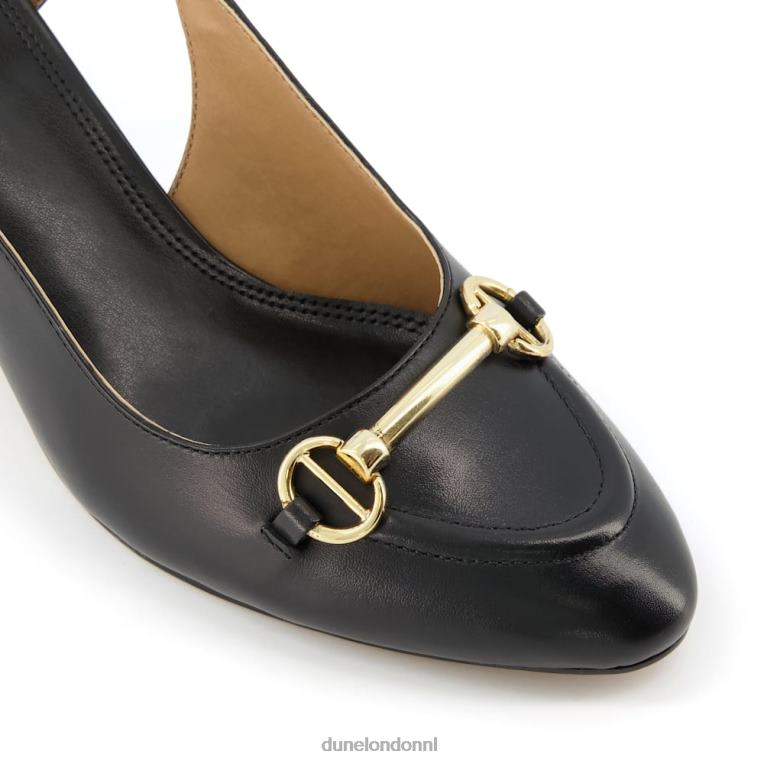 vrouwen R6DFZ387 Cassie zwart Dune London Slingback-courts met blokhak en trensversiering