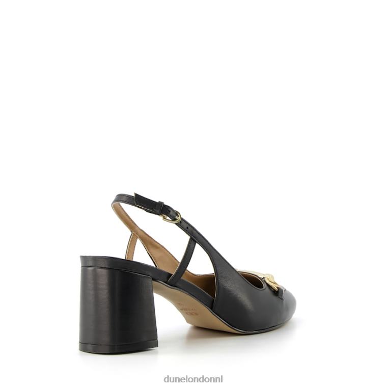 vrouwen R6DFZ387 Cassie zwart Dune London Slingback-courts met blokhak en trensversiering