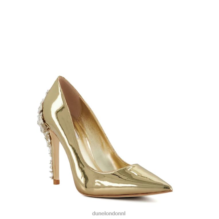 vrouwen R6DFZ43 Audley goud Dune London Emaille-stiletto metalen pumps