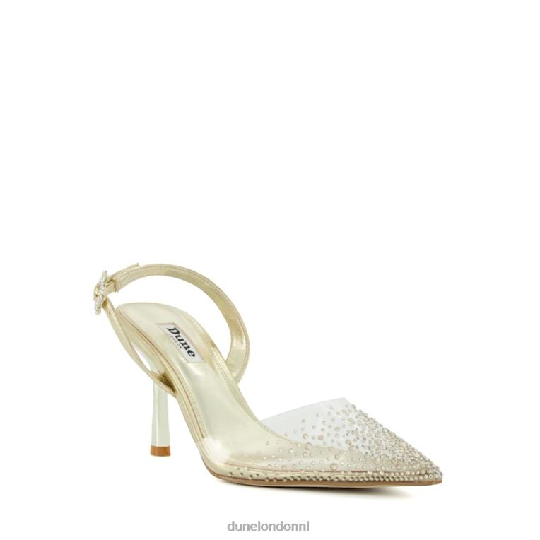 vrouwen R6DFZ465 centraal goud Dune London Pumps met diamanten vinyl slingback