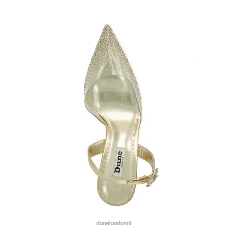 vrouwen R6DFZ465 centraal goud Dune London Pumps met diamanten vinyl slingback