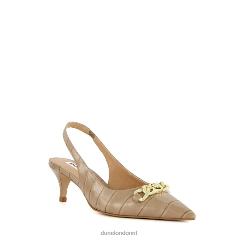 vrouwen R6DFZ470 huidig taupe Dune London Slingback pumps met kittenhak en kettingafwerking - Klik op de afbeelding om het venster te sluiten