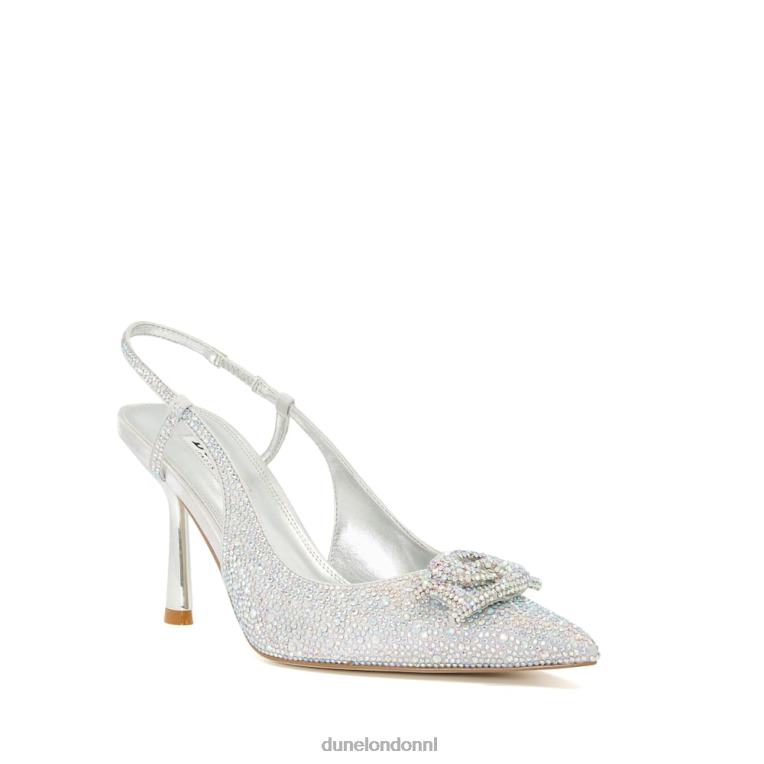 vrouwen R6DFZ485 creëren zilver Dune London diamanten metallic slingback pumps