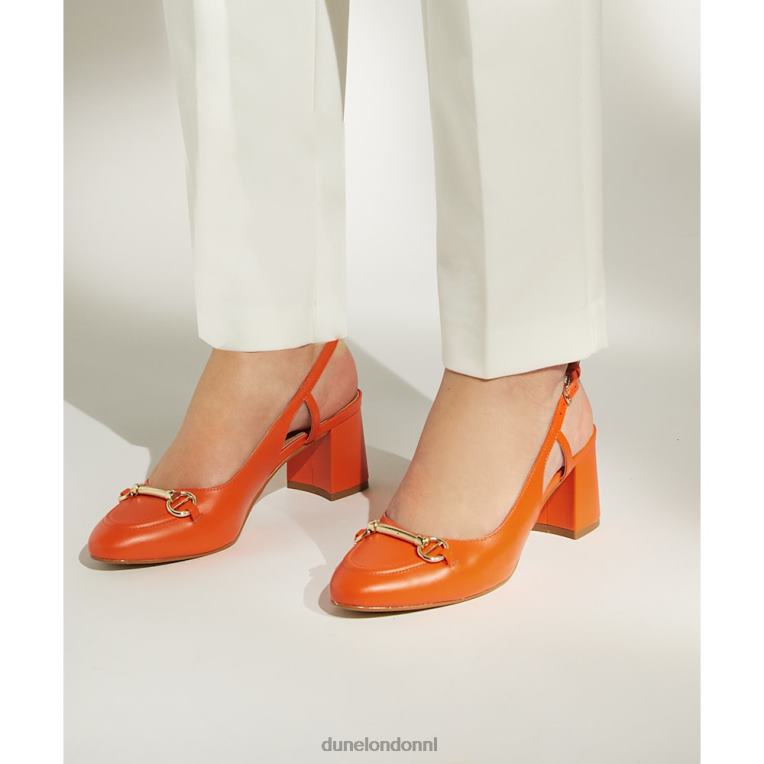 vrouwen R6DFZ492 Cassie oranje Dune London Slingback-courts met blokhak en trensversiering