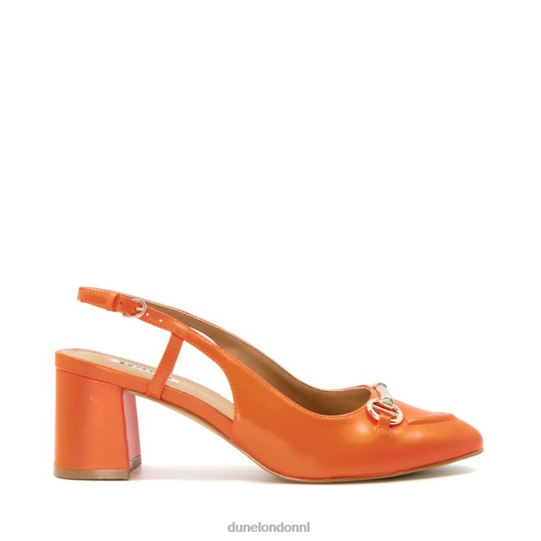 vrouwen R6DFZ492 Cassie oranje Dune London Slingback-courts met blokhak en trensversiering