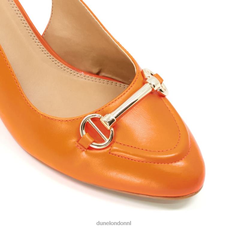 vrouwen R6DFZ492 Cassie oranje Dune London Slingback-courts met blokhak en trensversiering