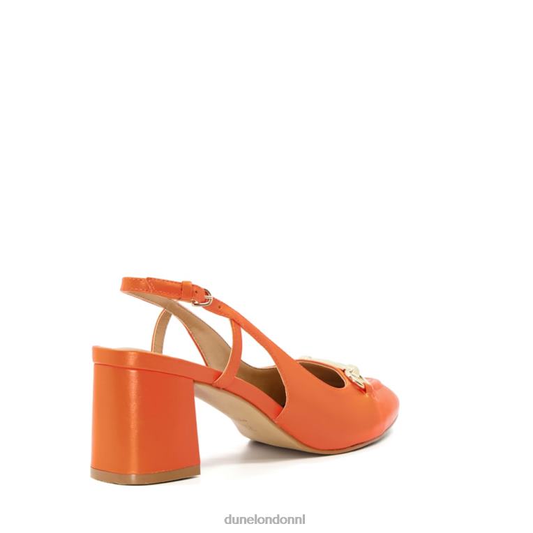 vrouwen R6DFZ492 Cassie oranje Dune London Slingback-courts met blokhak en trensversiering