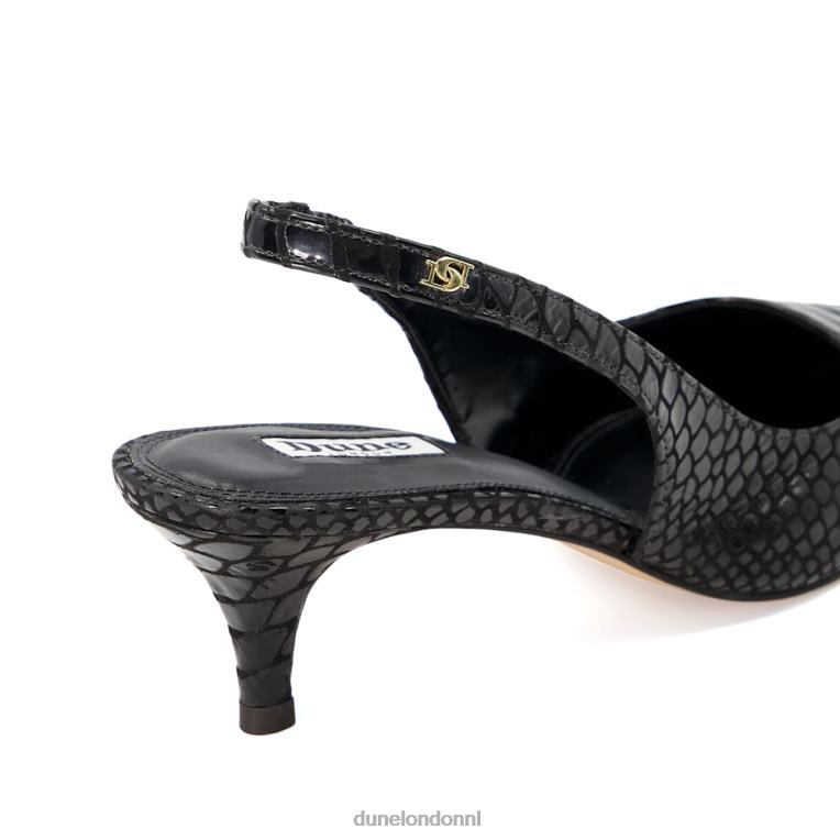 vrouwen R6DFZ524 Capitol zwart Dune London leren slingback pumps met reptieleffect