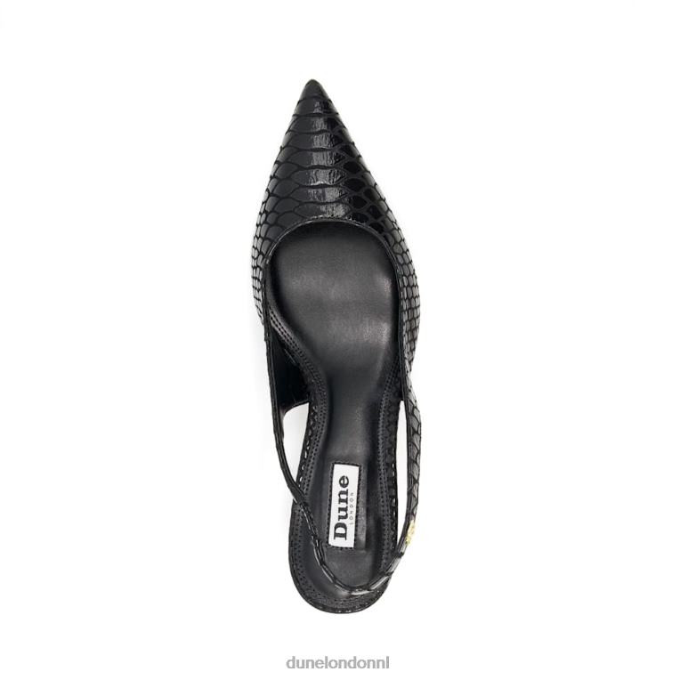 vrouwen R6DFZ524 Capitol zwart Dune London leren slingback pumps met reptieleffect