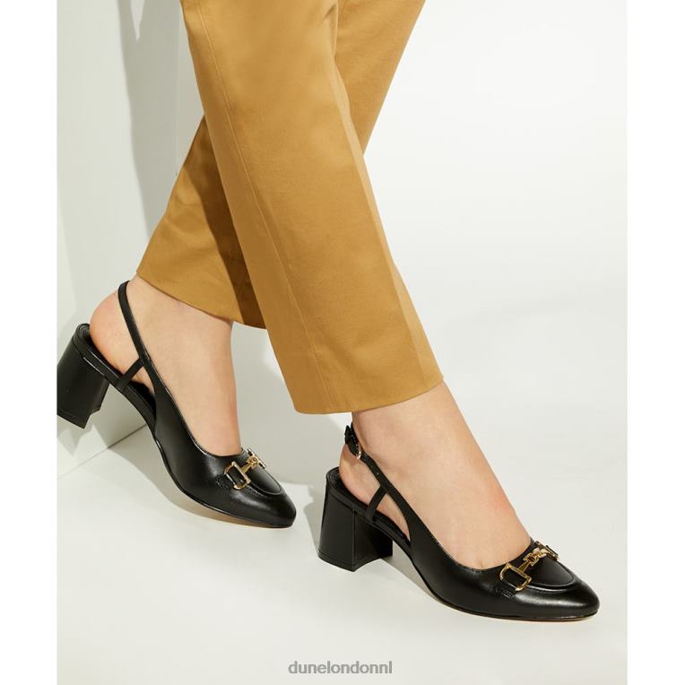 vrouwen R6DFZ558 Cassidy zwart Dune London leren slingback-schoenen met trensversiering