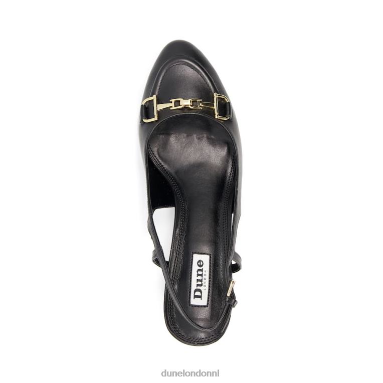 vrouwen R6DFZ558 Cassidy zwart Dune London leren slingback-schoenen met trensversiering