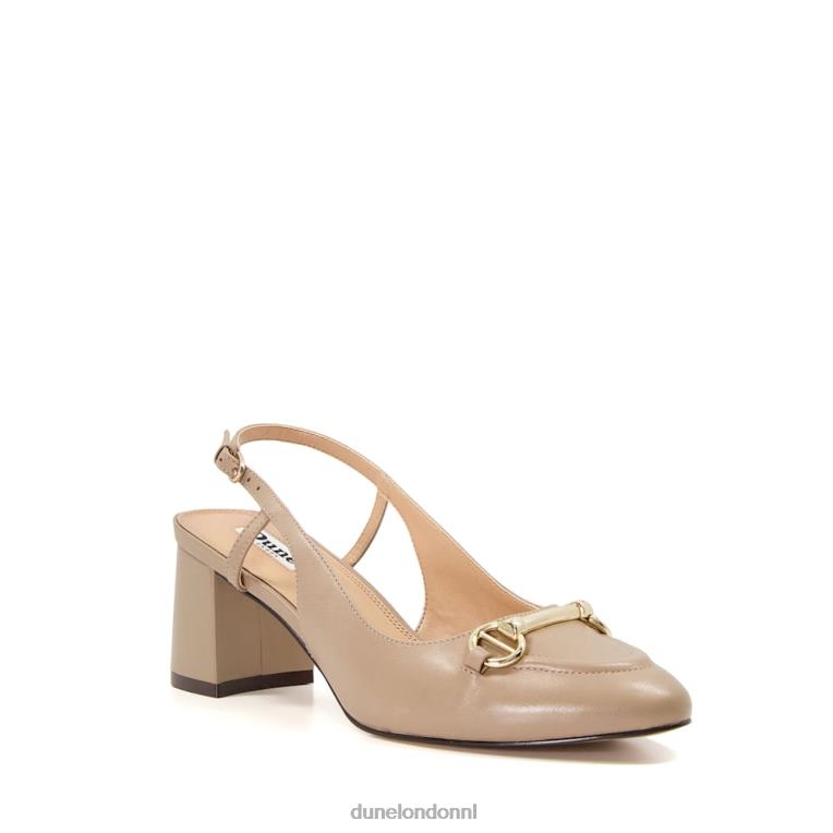 vrouwen R6DFZ595 Cassie taupe Dune London Slingback-courts met blokhak en trensversiering