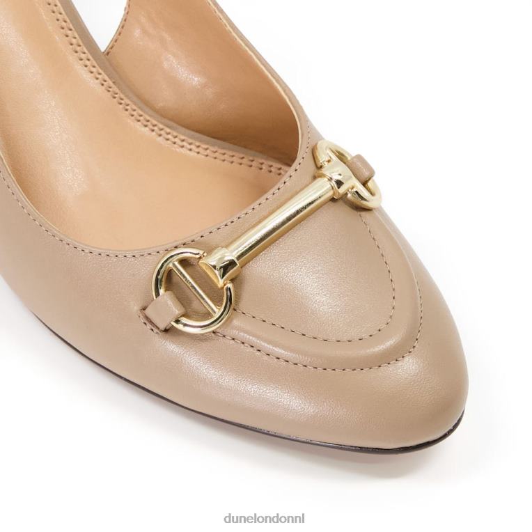 vrouwen R6DFZ595 Cassie taupe Dune London Slingback-courts met blokhak en trensversiering