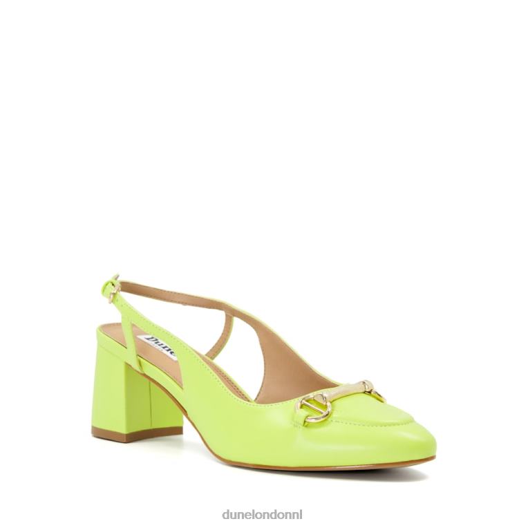 vrouwen R6DFZ67 Cassie limoen groen Dune London Leren slingback pumps met blokhak en trensafwerking