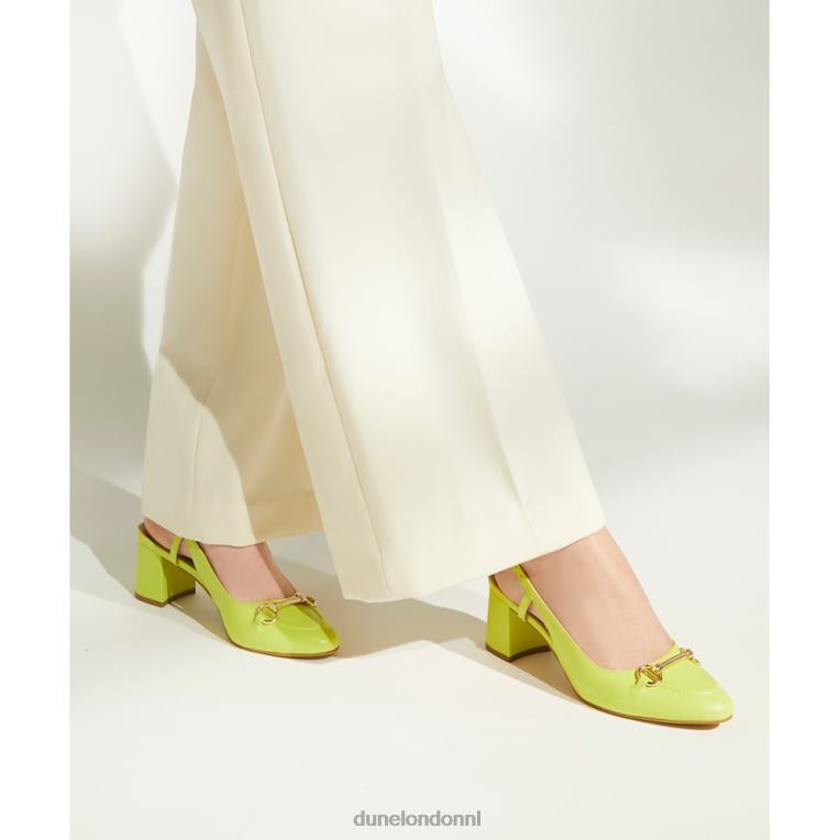 vrouwen R6DFZ67 Cassie limoen groen Dune London Leren slingback pumps met blokhak en trensafwerking