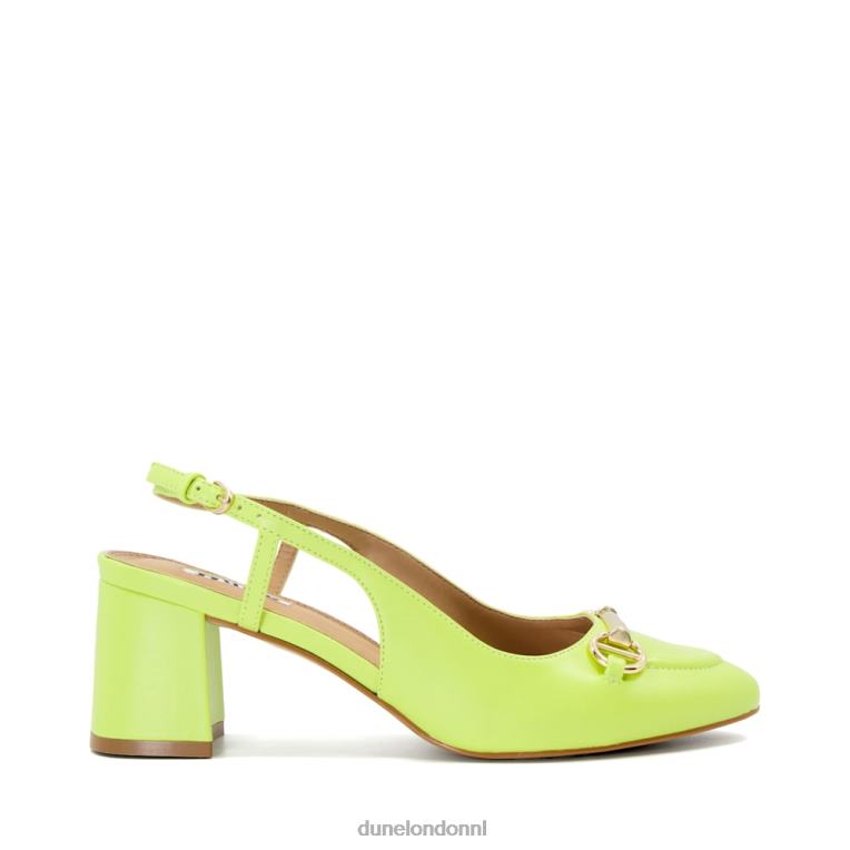 vrouwen R6DFZ67 Cassie limoen groen Dune London Leren slingback pumps met blokhak en trensafwerking