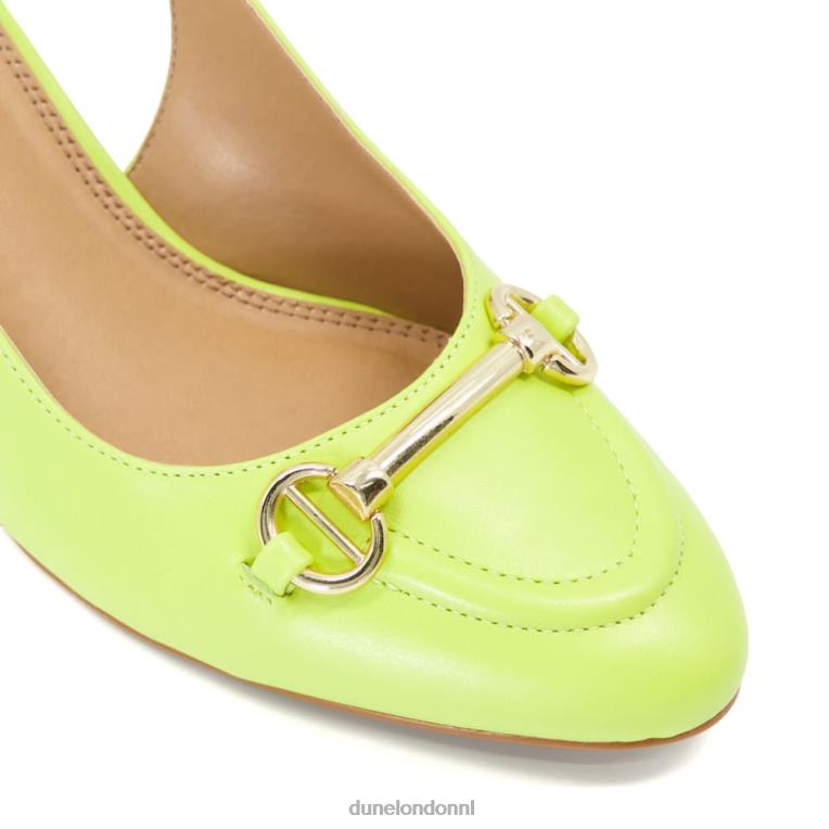 vrouwen R6DFZ67 Cassie limoen groen Dune London Leren slingback pumps met blokhak en trensafwerking