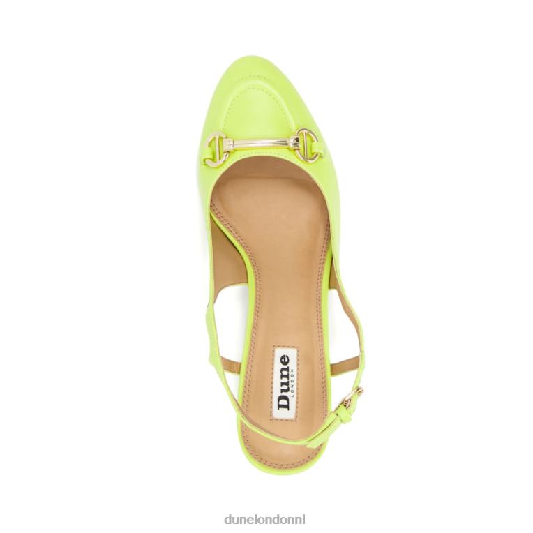 vrouwen R6DFZ67 Cassie limoen groen Dune London Leren slingback pumps met blokhak en trensafwerking