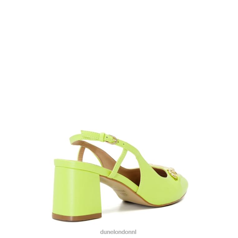 vrouwen R6DFZ67 Cassie limoen groen Dune London Leren slingback pumps met blokhak en trensafwerking