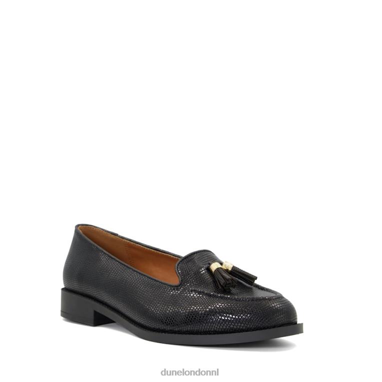 vrouwen R6DFZ103 globaal zwart Dune London Loafers met brede pasvorm en kwastjes