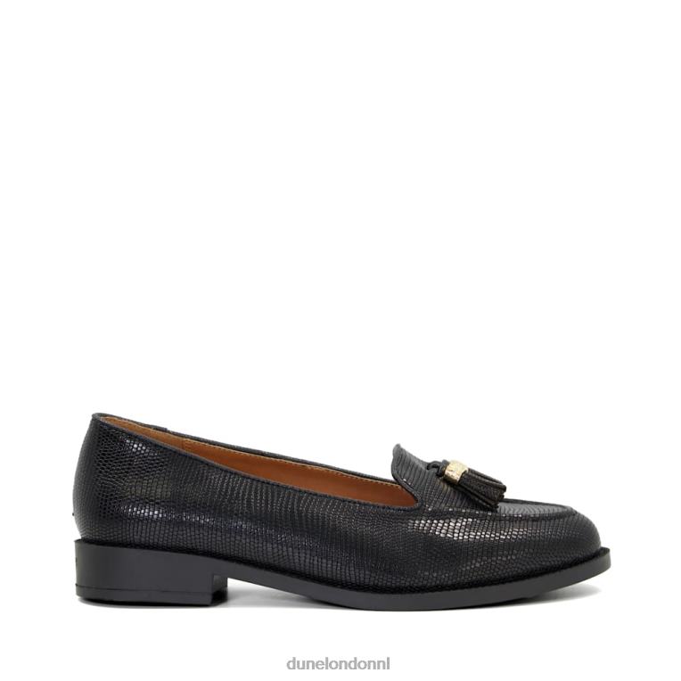 vrouwen R6DFZ103 globaal zwart Dune London Loafers met brede pasvorm en kwastjes