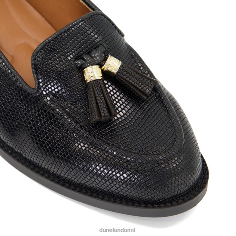 vrouwen R6DFZ103 globaal zwart Dune London Loafers met brede pasvorm en kwastjes