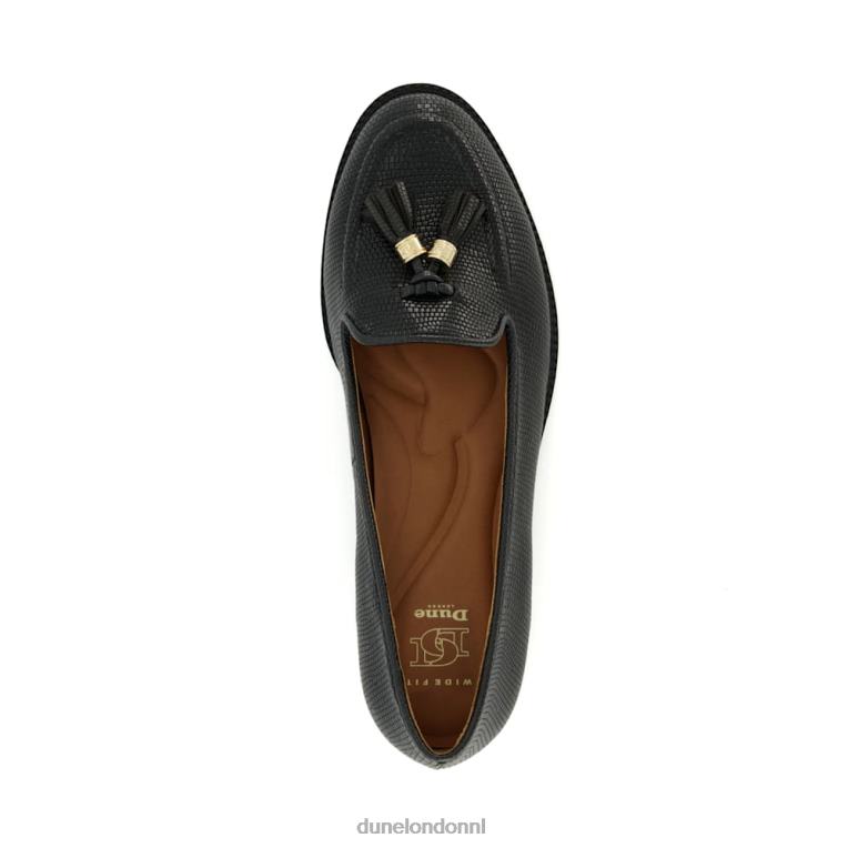 vrouwen R6DFZ103 globaal zwart Dune London Loafers met brede pasvorm en kwastjes